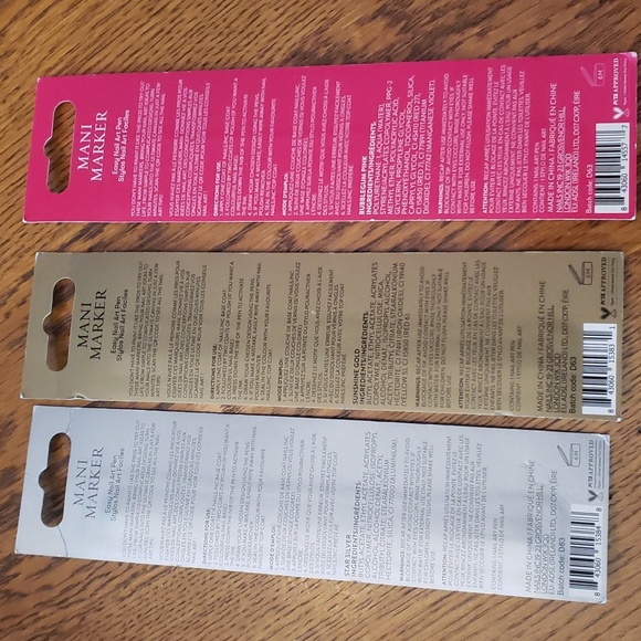 Nail Art Pens, Bundle of 3 (Gold, Silver, Pink) New Sealed - Picture 2 of 6